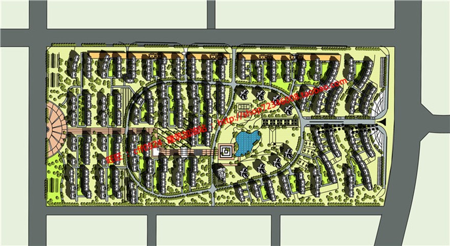 住宅区规划设计作业su模型+cad图纸+效果图+分析图