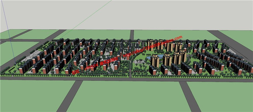 住宅区规划设计作业su模型+cad图纸+效果图+分析图