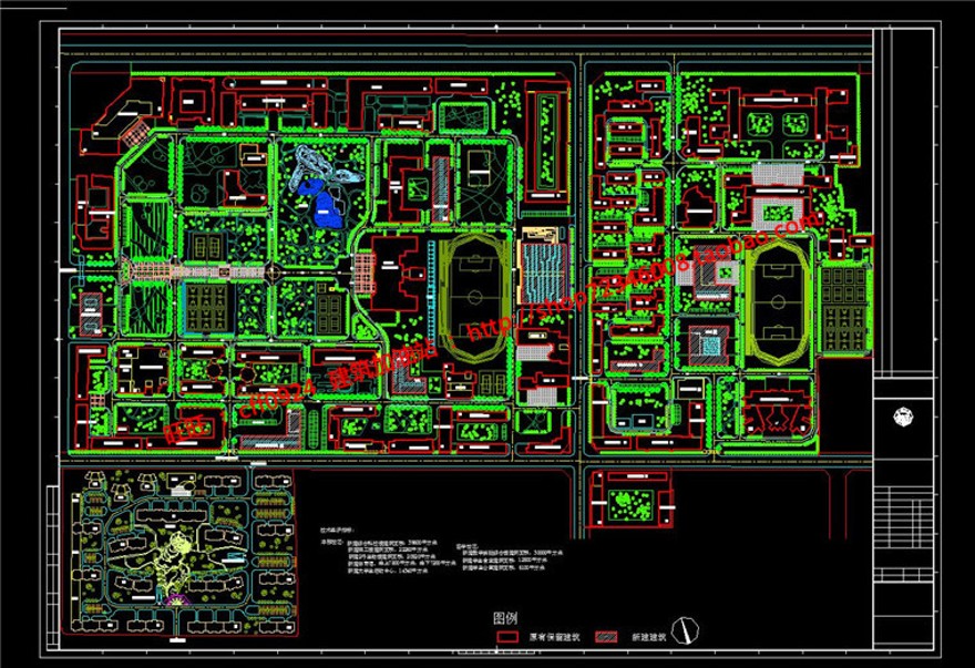 建筑小区规划方案设计总图cad图纸文本