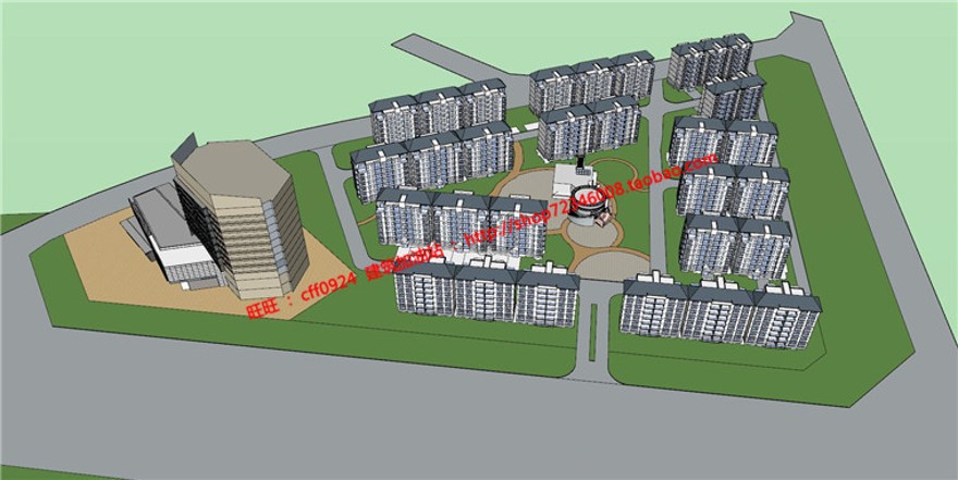 小区规划图住宅区方案设计建筑cad图纸总图su模型效建筑资源