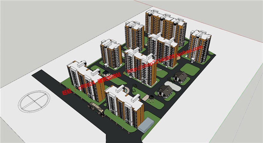 小型住宅区小区规划设计cad总图su模型及剖面设计图