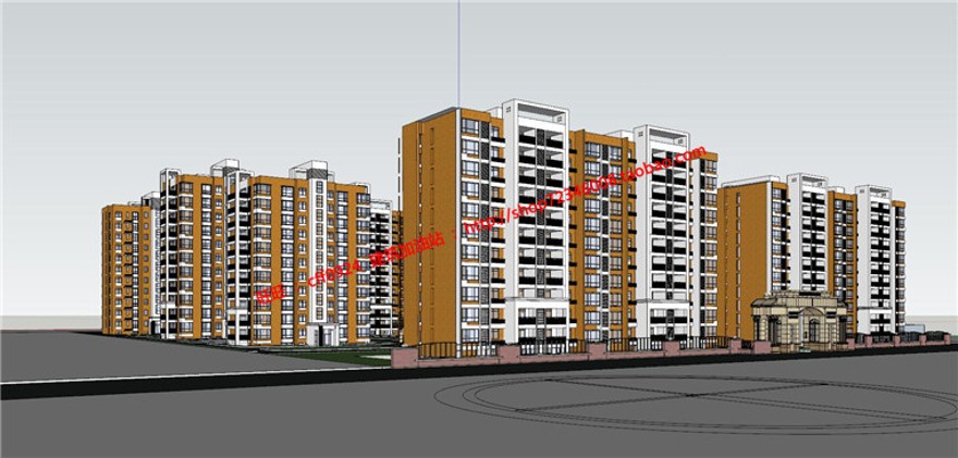 小型住宅区小区规划设计cad总图su模型及剖面设计图