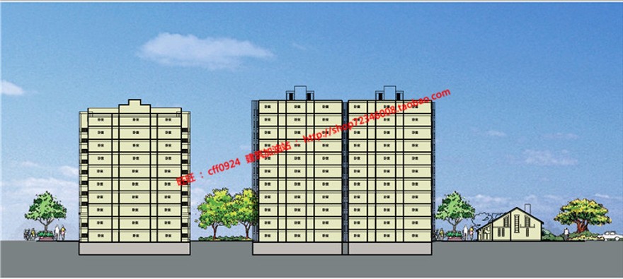 小型住宅区小区规划设计cad总图su模型及剖面设计图