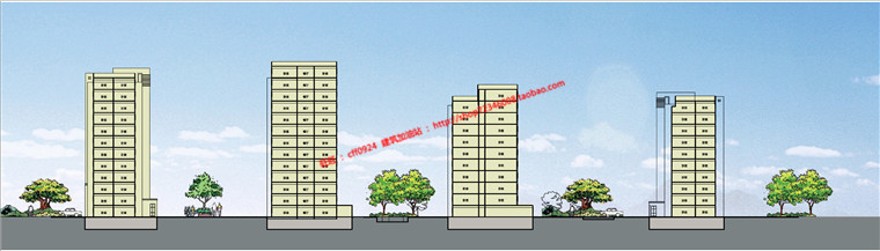 小型住宅区小区规划设计cad总图su模型及剖面设计图