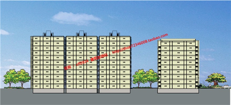 小型住宅区小区规划设计cad总图su模型及剖面设计图