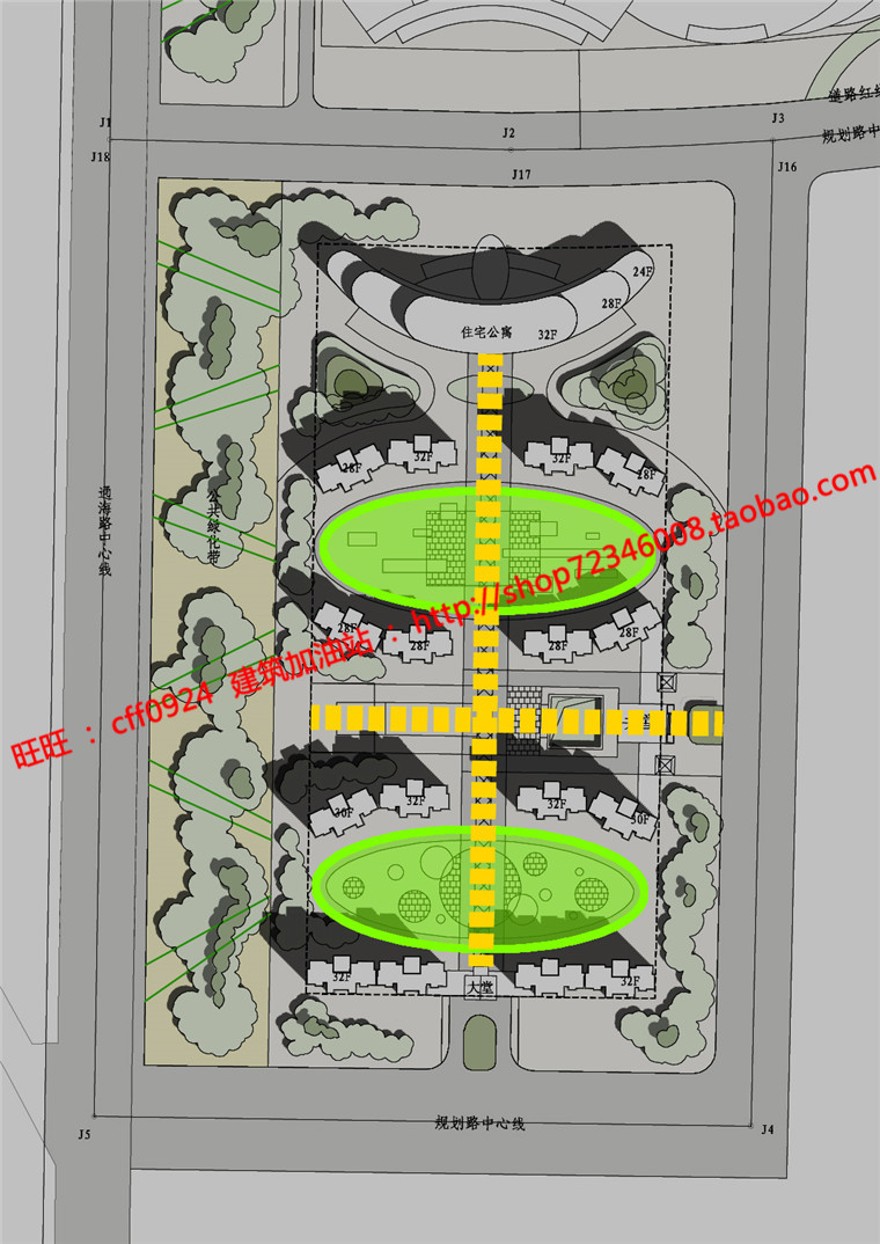 cad图纸+效果图+文本jpg住宅区小区住宅建筑方案设计