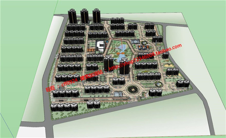 小区规划整体设计住宅住宅区cad图纸su模型文本