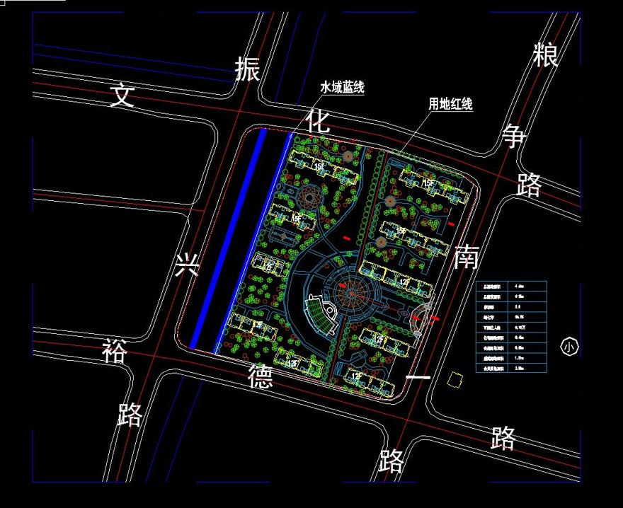 cad总图及户型小区规划高层住宅多层效果图psd彩平