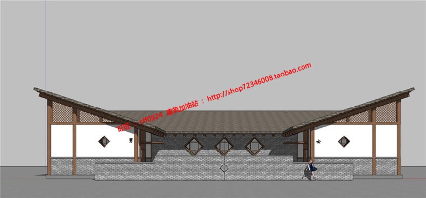 古典园林风格公共空间厕所卫生间游览观光配套设计cad图纸su模型