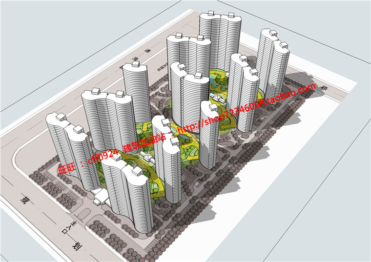 cad图纸+效果图+文本jpg住宅区小区住宅建筑方案设计