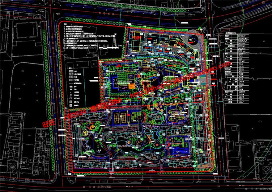 建筑住宅区规划小区生活区社区规划设计cad总图彩平