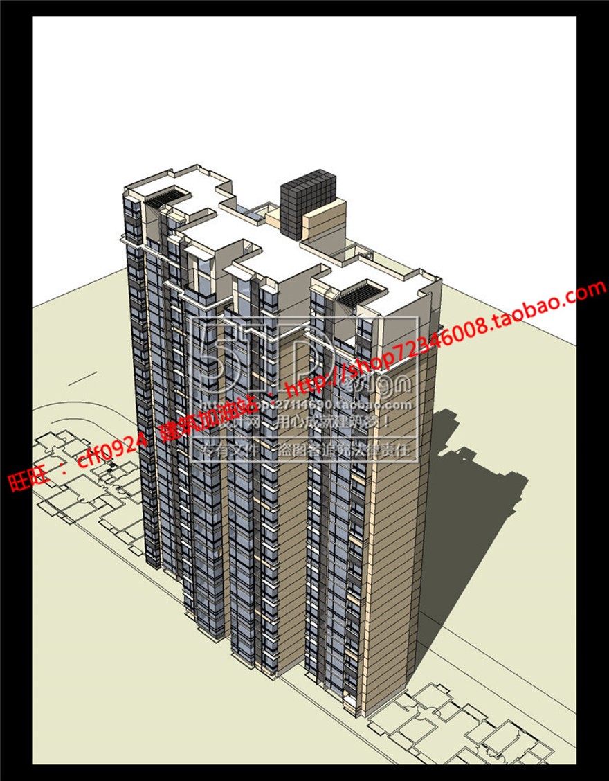 住宅区规划小区su模型效果图文本cad图纸总图户型