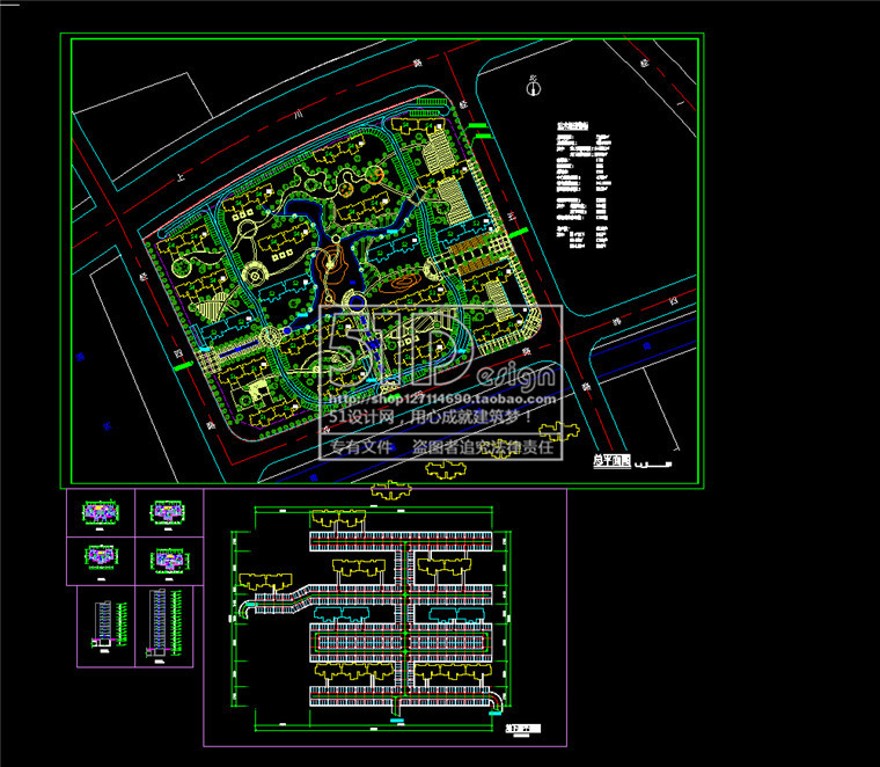 建筑小区规划住宅区规划设计cad图纸+效果图+文本