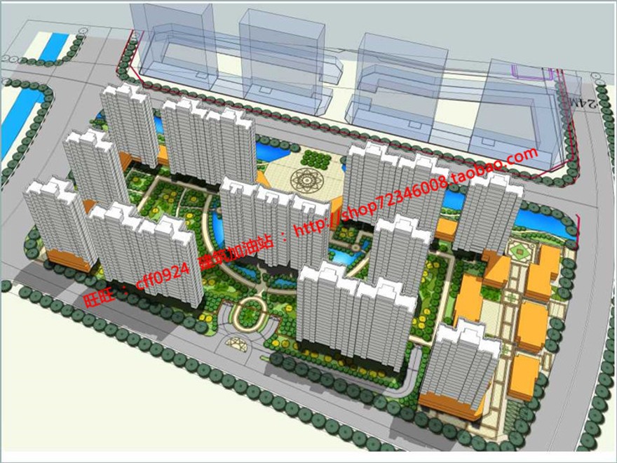 小区规划四个方案cad总图住宅区规划设计带cad户型图