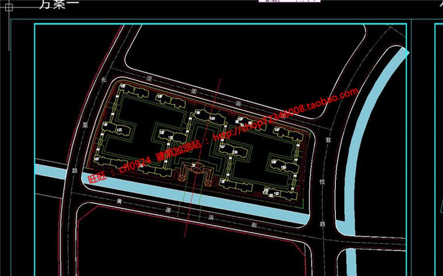 小区规划四个方案cad总图住宅区规划设计带cad户型图