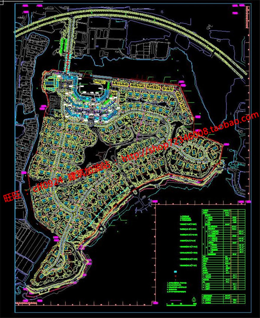 高级滨海城市规划设计小区规划商业别墅群豪华城市区域住宅区cad总图