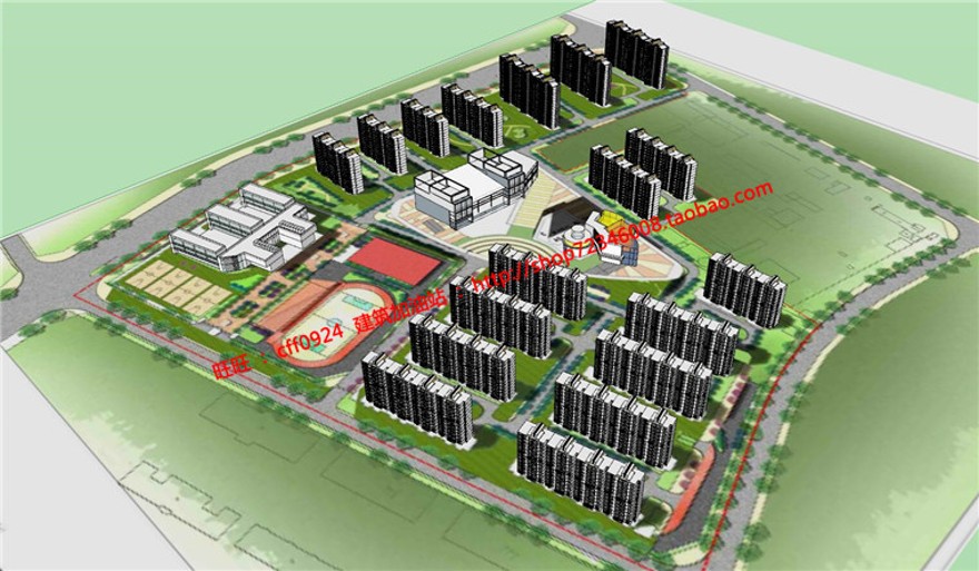 设计小区规划素材建筑景观规划资料住宅区su模型方案文本