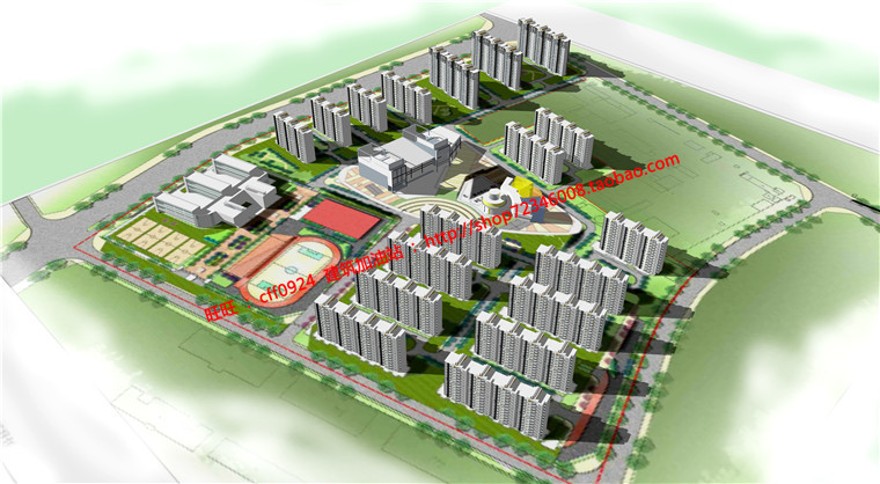 设计小区规划素材建筑景观规划资料住宅区su模型方案文本