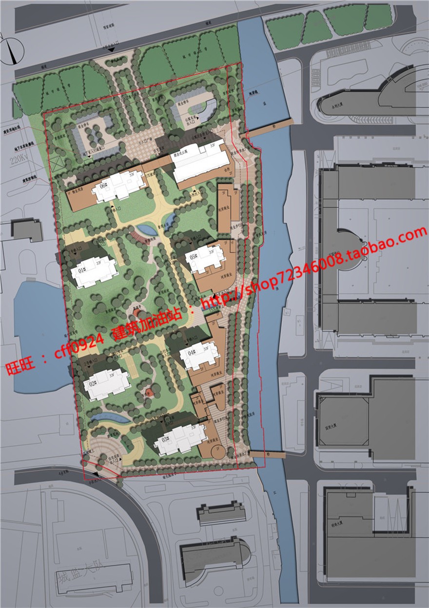 商住楼小区规划设计采用cad图纸彩平图