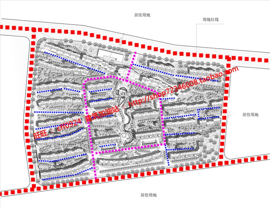 安置区居住小区规划设计cad图纸户型su模型效果图