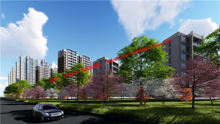 su模型生活住宅区cad方案设计图纸效果图文本