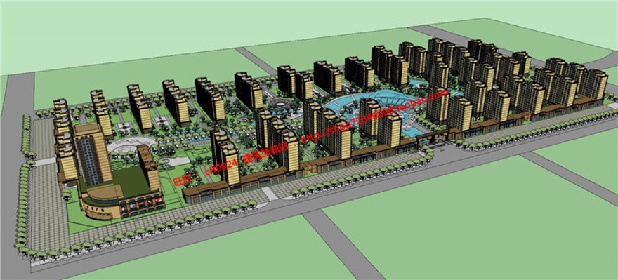 su模型生活住宅区cad方案设计图纸效果图文本