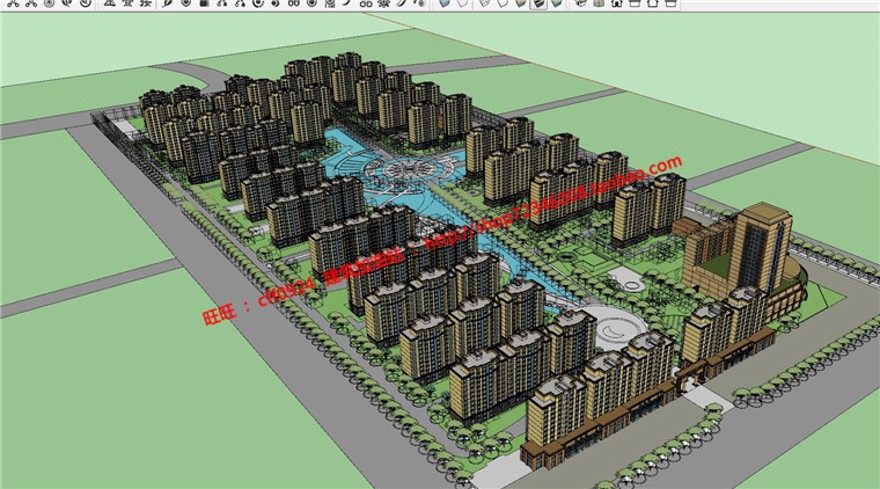 su模型生活住宅区cad方案设计图纸效果图文本