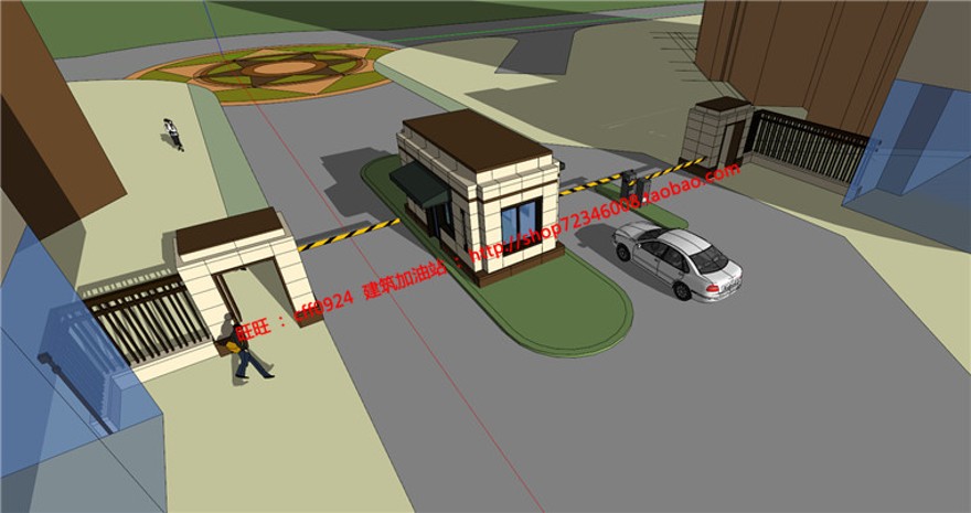 大门/门卫小区规划保卫处建筑方案设计su模型+cad图纸