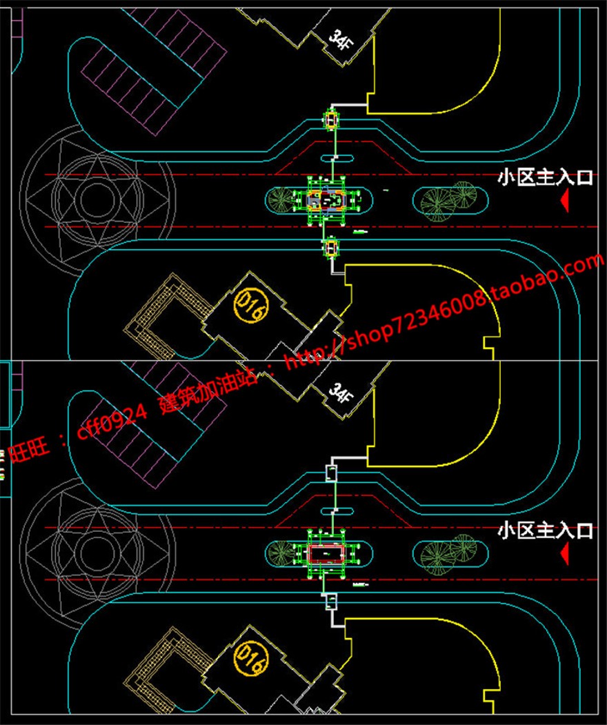 大门/门卫小区规划保卫处建筑方案设计su模型+cad图纸