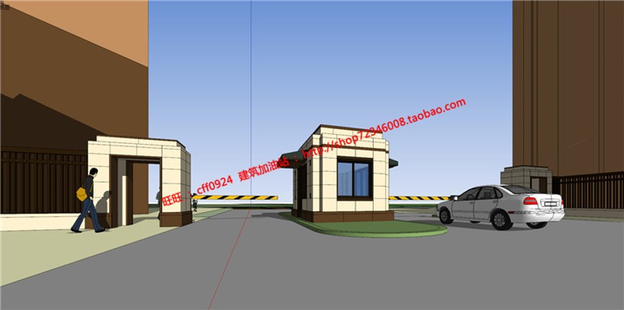 大门/门卫小区规划保卫处建筑方案设计su模型+cad图纸