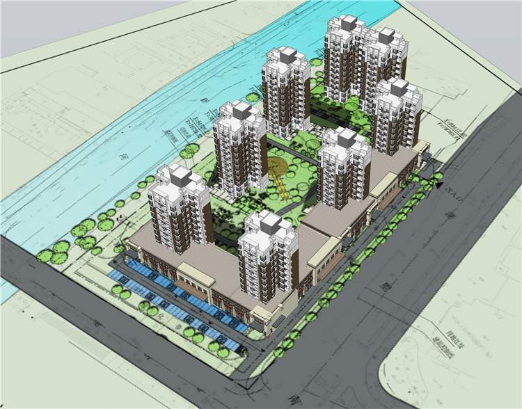 完整住宅区小区规划方案设计cad图纸su模型psd分析图总图