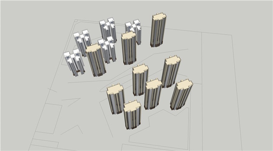 完整小区规划方案设计su模型cad图纸户型单体住宅