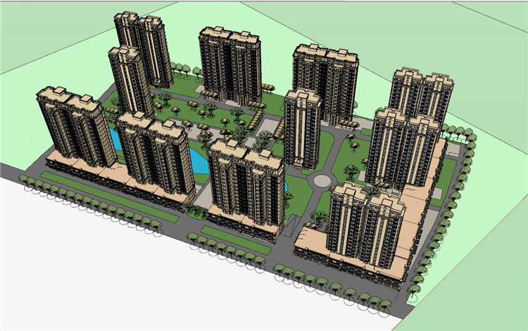 完整高层住宅建筑住宅小区规划设计全套su模型cad总图户型