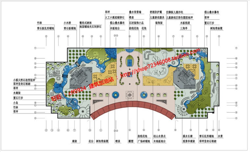 高级酒店屋顶花园景观方案cad图纸su模型效果图psd总图