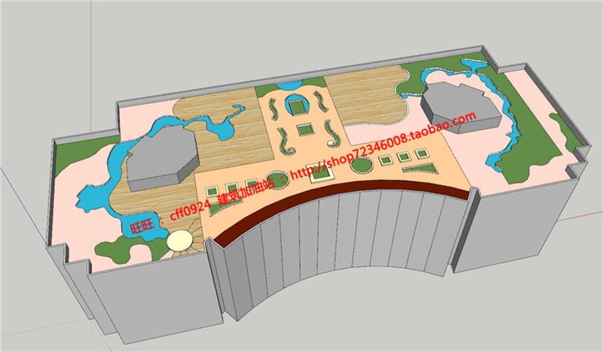 高级酒店屋顶花园景观方案cad图纸su模型效果图psd总图