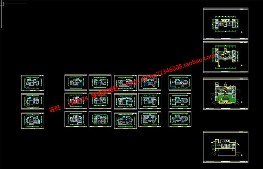 商业别墅群居住组团绿化多层住宅户型洋房cad总图多种户型彩平