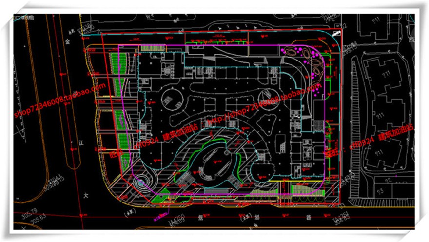 建筑图纸185景观设计/商业区景观广场/SU模型+cad图纸+效果图+文本