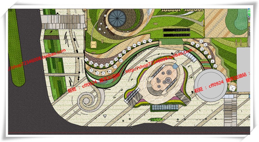 建筑图纸185景观设计/商业区景观广场/SU模型+cad图纸+效果图+文本