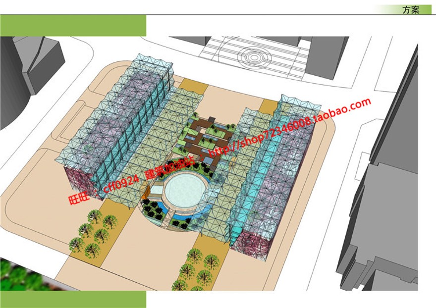 su模型+cad图纸+文本景观建筑方案地下商业广场建筑景观