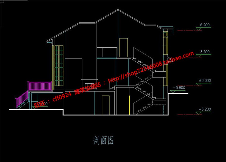 湖边洋房商业别墅建筑方案设计二层cad方案设计图纸效果图