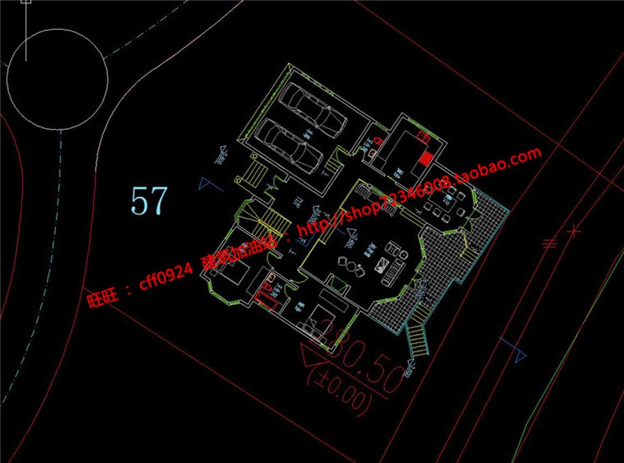 湖边洋房商业别墅建筑方案设计二层cad方案设计图纸效果图