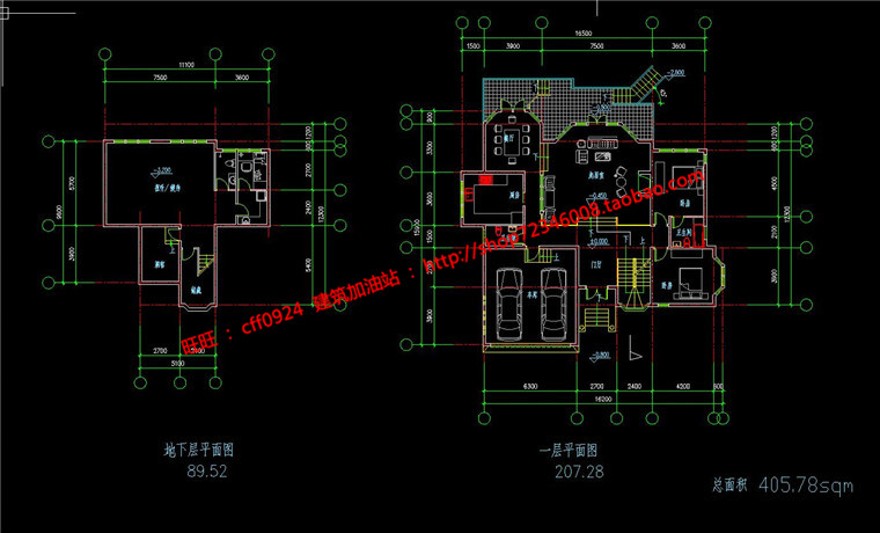 湖边洋房商业别墅建筑方案设计二层cad方案设计图纸效果图