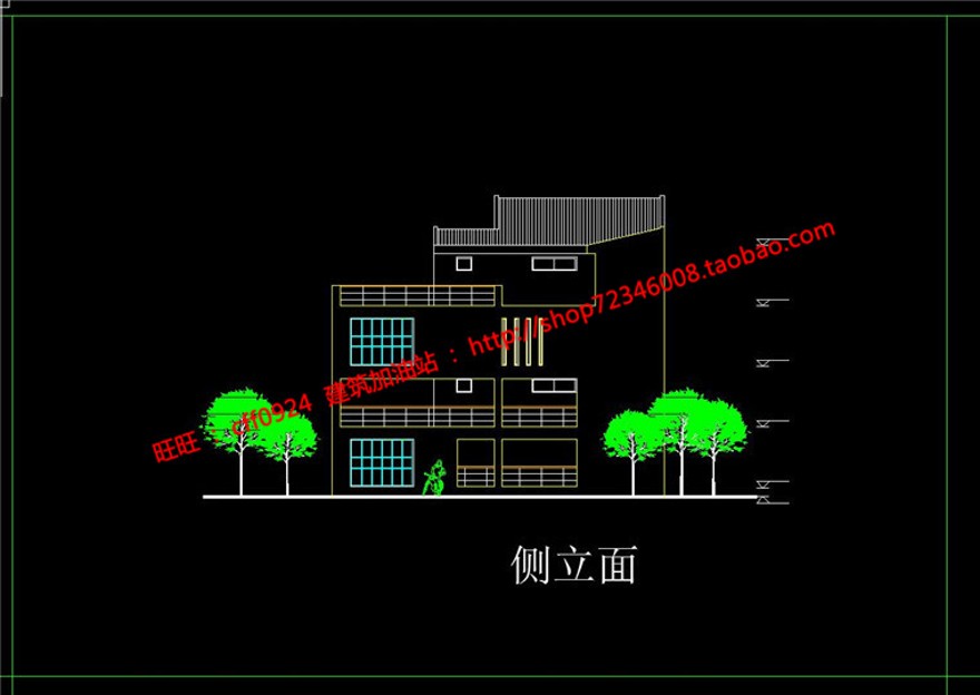 中式园林商业别墅四层民居设计cad图纸平立剖效果图