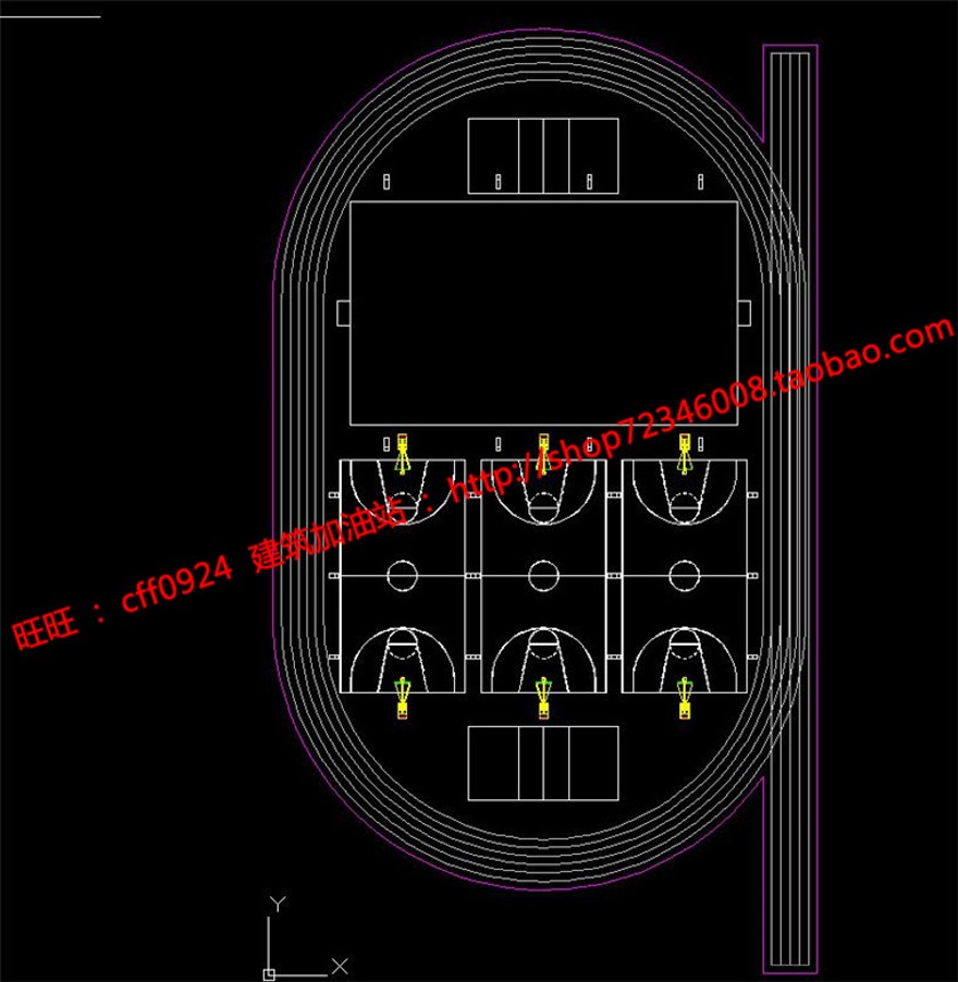 风雨操场室内运动场篮球场羽毛球场看台cad图纸su模型