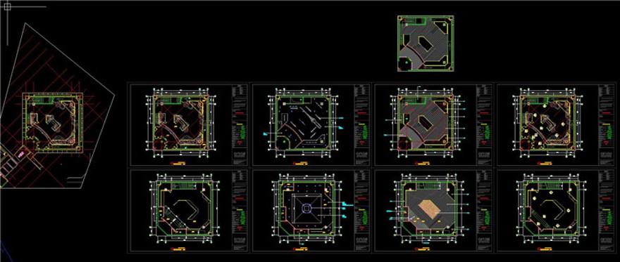 展览馆室内装修全套设计文本+cad(平立剖施工图)