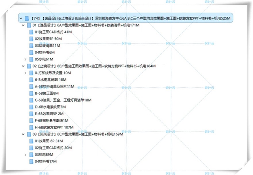 完整逸品+止境+派尚设计前海壹方室内中心6A-B-C户型全套建筑资源