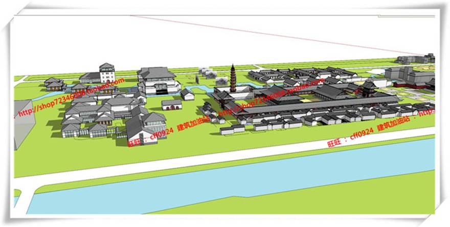 建筑图纸131古建建筑城市规划设计规划古建SU模型+cad图纸+效果图+方案文本