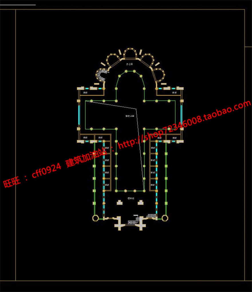 教堂教会信仰中心宗教景观建筑规划项目cad总图平立面文本效果图