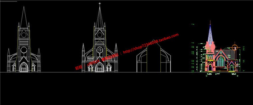 教堂教会信仰中心宗教景观建筑规划项目cad总图平立面文本效果图