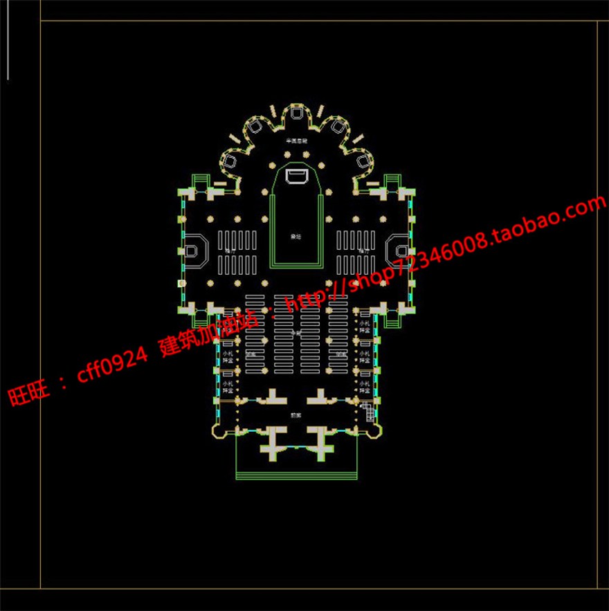 教堂教会信仰中心宗教景观建筑规划项目cad总图平立面文本效果图
